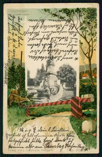AK Präge Stuttgart Galateabrunnen Herzog-Eugen-Brunnen Eugensbrunnen 1903 gel.