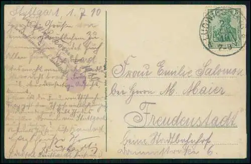 AK Stuttgart Zahnradbahn, Neue Weinsteige, Bahnüberführung Straßenbahn 1910 gel.