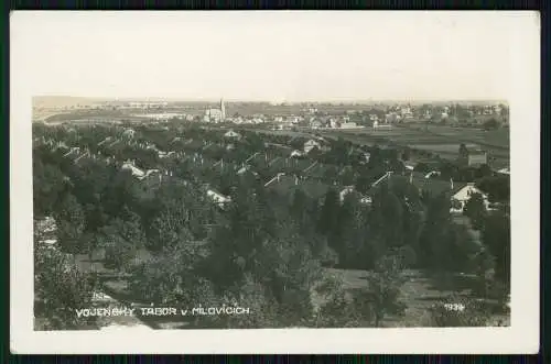 Foto AK Milovice nad Labem Milowitz Böhmen Vojensky tabor Militärlager Kirche