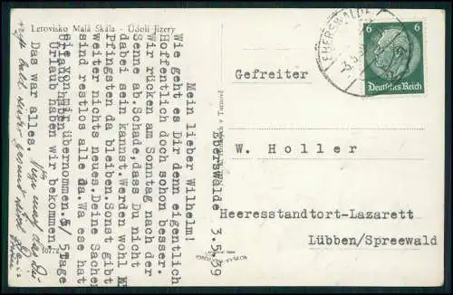 Foto AK Letovisko Mala Skala Udoli Jizery Tschechien 1939 v. Eberswalde gelaufen