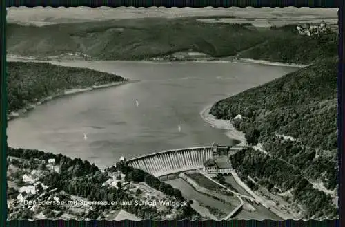 Foto AK Waldeck Nordhessen Edersee mit Sperrmauer Schloss Waldeck Cekade Karte