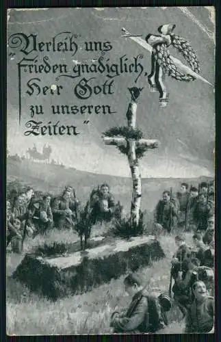 AK Verleih uns Frieden gnädiglich Herr Gott Gebet am Soldatengrab Feldpost 1915