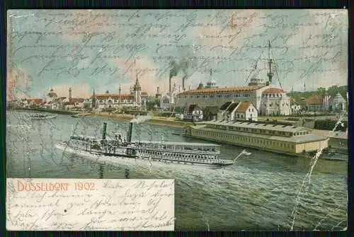 AK Düsseldorf 1902 am Rhein Salondampfer Stadt Industrie und Gewerbeausstellung