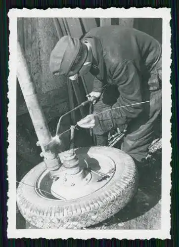 6x Foto Soldaten Wehrmacht Reparatur Werkstatt von Fahrzeuge LKW PKW Schweißen