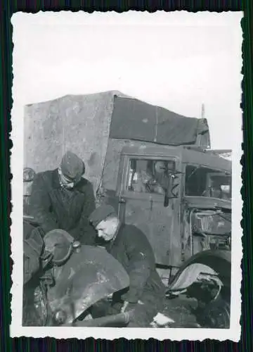 6x Foto Soldaten Wehrmacht Reparatur Werkstatt von Fahrzeuge LKW PKW Schweißen