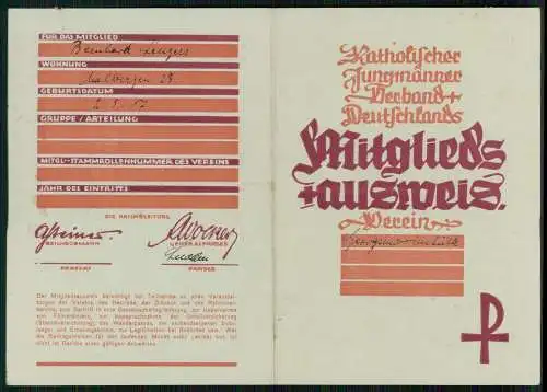 Mitglieds-Ausweis Katholischer Jungmänner Georgsmarienhütte Malbergen 1934-35