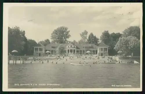 3x Foto AK Bad Schachen Lindau Bodensee Strandbad Badegäste uvm. 1929 gelaufen