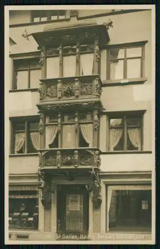 Foto AK St. Gallen Haus zum Pelikan in der Schmiedgasse 1929 gelaufen n. Bamberg