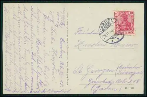 AK Cochem an der Mosel von Süden gesehen 1918 nach Sankt Georgen gelaufen