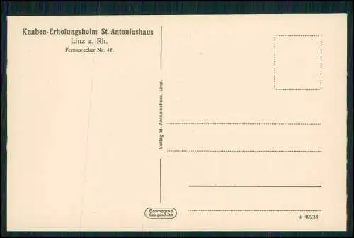 AK Linz am Rhein, Knaben-Erholungsheim St. Antoniushaus Speisesaal Musikzimmer