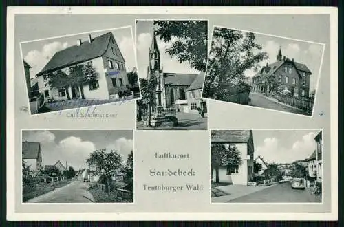 AK Sandebeck Steinheim Weserbergland, Café Seidensticker, Kirche, Straßenansicht