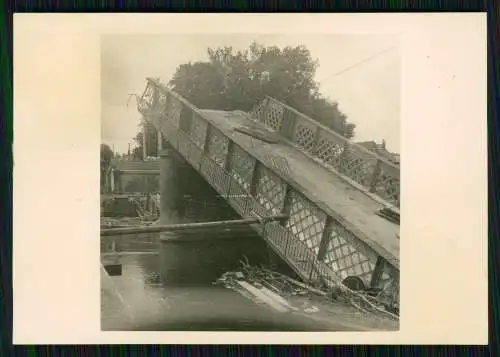 3x Foto Wehrmacht Kriegszerstörung zerstörte Brücke Kanal Belgien o. Fr. 1940-41