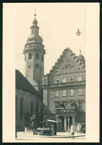 altes Foto 15x10 cm Karlsruhe Durlach Marktstand am Rathaus und Stadtkirche 1939