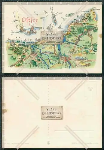 AK Ostsee I Landkarte Kühlungsborn Warnemünde Rostock Müritz und viele ander