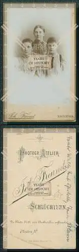 CDV Foto Mutter mit Zwillinge Mädchen Atelier Johann Freund Schlüchtern 1905