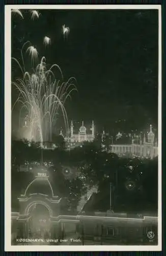 3x Foto AK København Kopenhagen Dänemark Tivoli Konzertsaal Springbrunnen Nacht