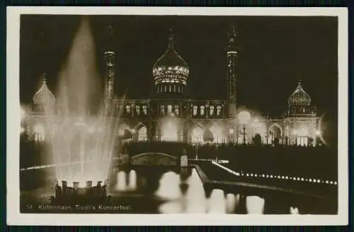 3x Foto AK København Kopenhagen Dänemark Tivoli Konzertsaal Springbrunnen Nacht