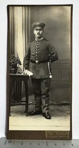 CAB Foto Soldat Uniform Seitengewehr Fotografie Emil Burger, Ulm, Syrlinstr. 4