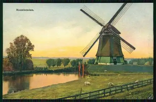 AK Monnickendam Waterland Nordholland Niederlande, Windmühle Schafe 1911