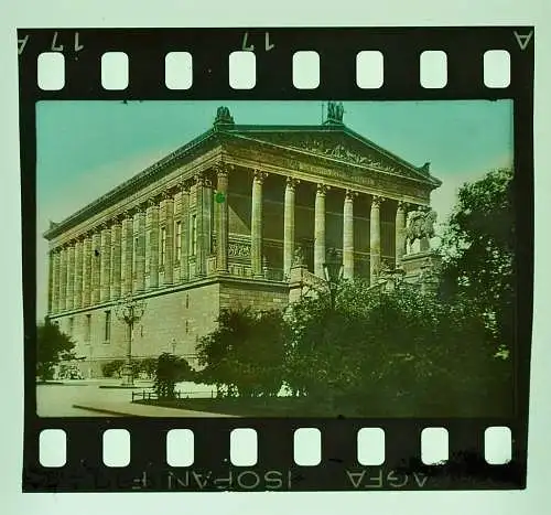 Altes Aquacolor Farb-Dia Berlin National-Galerie, Denkmal Friedrich Wilhelm IV