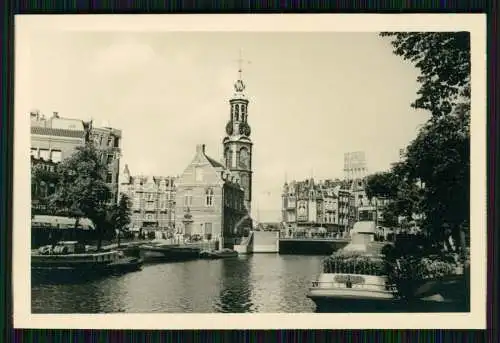 Foto Amsterdam Holland Niederlande Munttoren Flusspartie Blick Glockenturm 1940