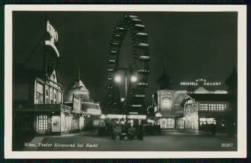 5x Foto AK Wien Österreich, Prater Riesenrad bei Nacht und andere 1936