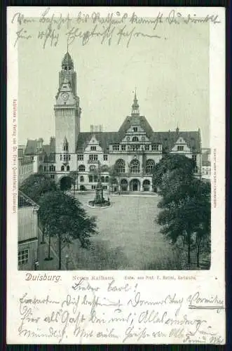 AK Duisburg Neues Rathaus Erbaut von Professor Ratzel Karlsruhe 1904 gelaufen