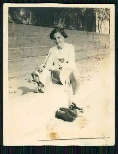 3x Foto Ursula Ante Rollschuh-Club Dortmund Training auf Vereinsgelände 1936-45