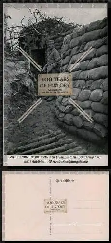 AK 1. WK Sandfachmauer im eroberten französischen Schützengraben mit Feind