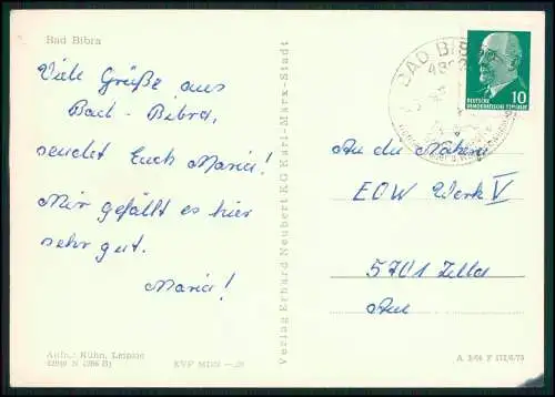 Foto AK  Bad Bibra im Burgenlandkreis Sachsen-Anhalt Panorama DDR gelaufen