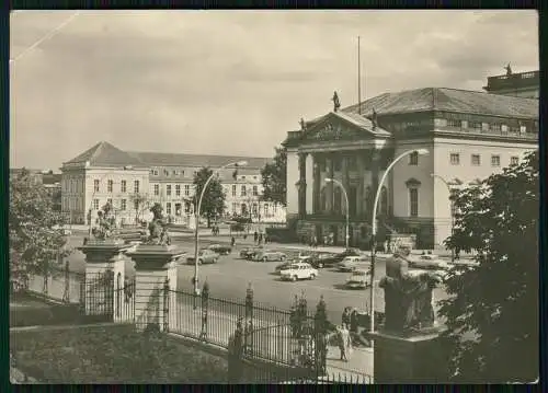 Foto AK  Berlin Mitte Deutsche Staatsoper und Cafe Unter den Linden DDR gelaufen