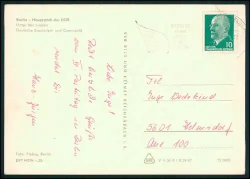 Foto AK  Berlin Mitte Deutsche Staatsoper und Cafe Unter den Linden DDR gelaufen