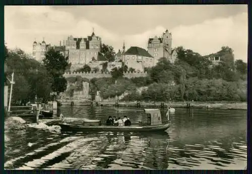 Foto AK Bernburg an der Saale, An der Fähre, Blick zum Schloss DDR gelaufen