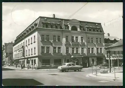 Foto AK Aue Erzgebirge Sachsen an der Kreuzung Blick auf HO-Hotel Blauer Engel