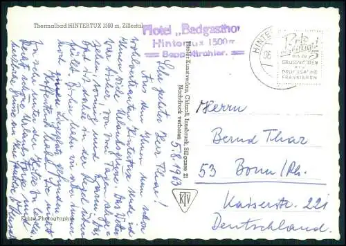 Foto AK Hintertux Zillertal Thermal Hallenbad Badhotel VW Käfer 1950er
