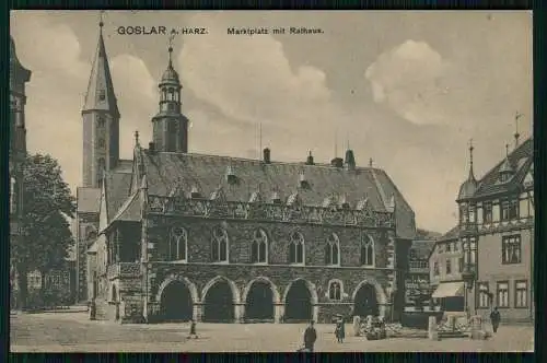 2x AK Goslar Niedersachsen Harz Partie am Marktplatz mit Rathaus 1930 gelaufen