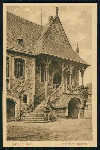 2x AK Goslar Niedersachsen Harz Partie am Marktplatz mit Rathaus 1930 gelaufen