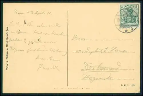 AK Postkarte Jena in Thüringen, Kurrende und Frommannsches Haus 1911 gelaufen