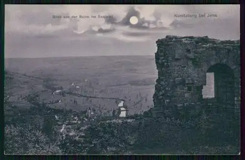 AK Kunitz Jena, Kunitzburg Blick von der Ruine ins Saaletal 1911 gelaufen