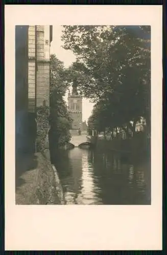 Foto AK Gdańsk Danzig, Radaune mit St. Katharinenkirche, und Brücke