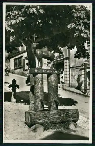 Foto AK Titisee Neustadt Breisgau Schwarzwald der Hirschbrunnen 1935 gelaufen