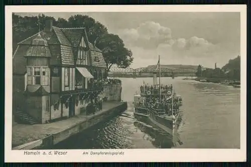 AK Hameln an der Weser am Dampfer-Anlegeplatz 1936