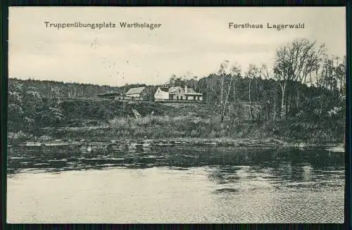 AK Poznań Posen Truppenübungsplatz Warthelager Forsthaus Lagerwald 1915 gelaufen