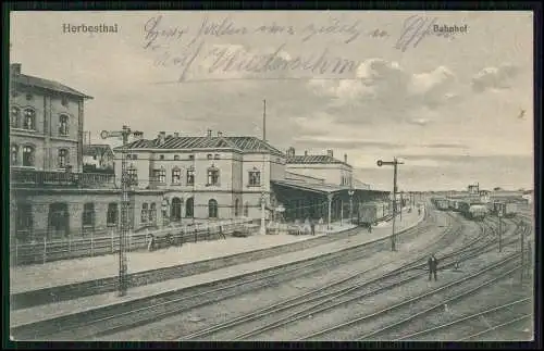 AK Herbesthal Lontzen Wallonien Lüttich Bahnhof Gleisseite La Gare 1917 Feldpost