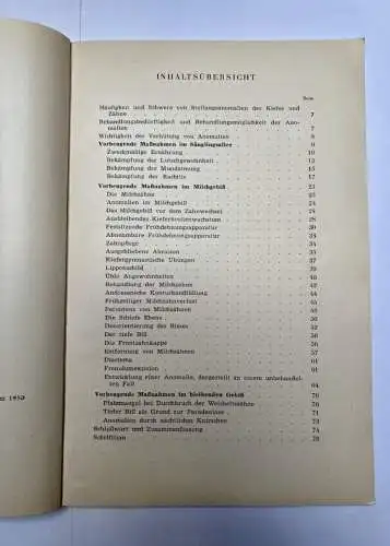 Die Verhütung von Stellungsanomalien - Julius Jantzen 1950 80 S. mit 75 Abb.