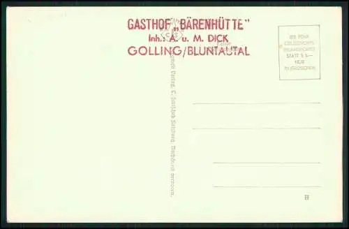 Foto AK Golling an der Salzach Salzburg Gasthof Bärenhütte im Bluntautal M. Dick