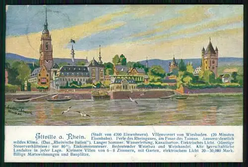 AK Künstler signiert - Eltville am Rhein Hessen  1906 gelaufen