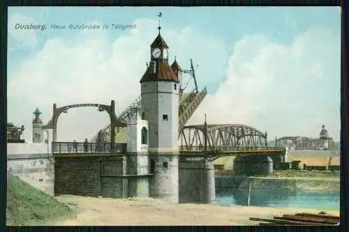 AK Duisburg im Ruhrgebiet, Neue Ruhrbrücke in Tätigkeit 1910