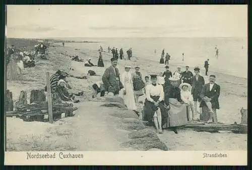 AK Nordseebad Cuxhaven, Motiv vom Strandleben feine Badegäste 1906 gelaufen