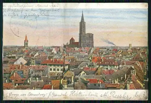 AK Strasbourg Straßburg Elsass Bas Rhin, Pamorama mit Münster 1899 gelaufen